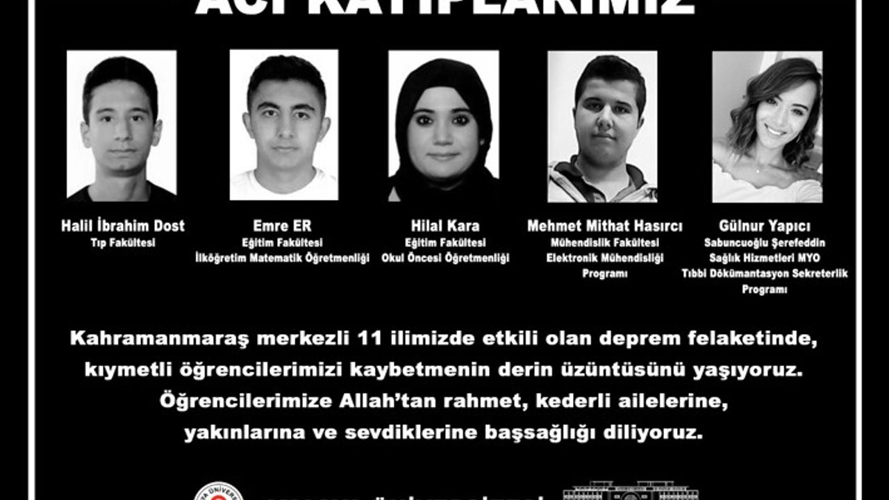 Amasya Üniversitesi depremde 5 öğrencisini kaybetti