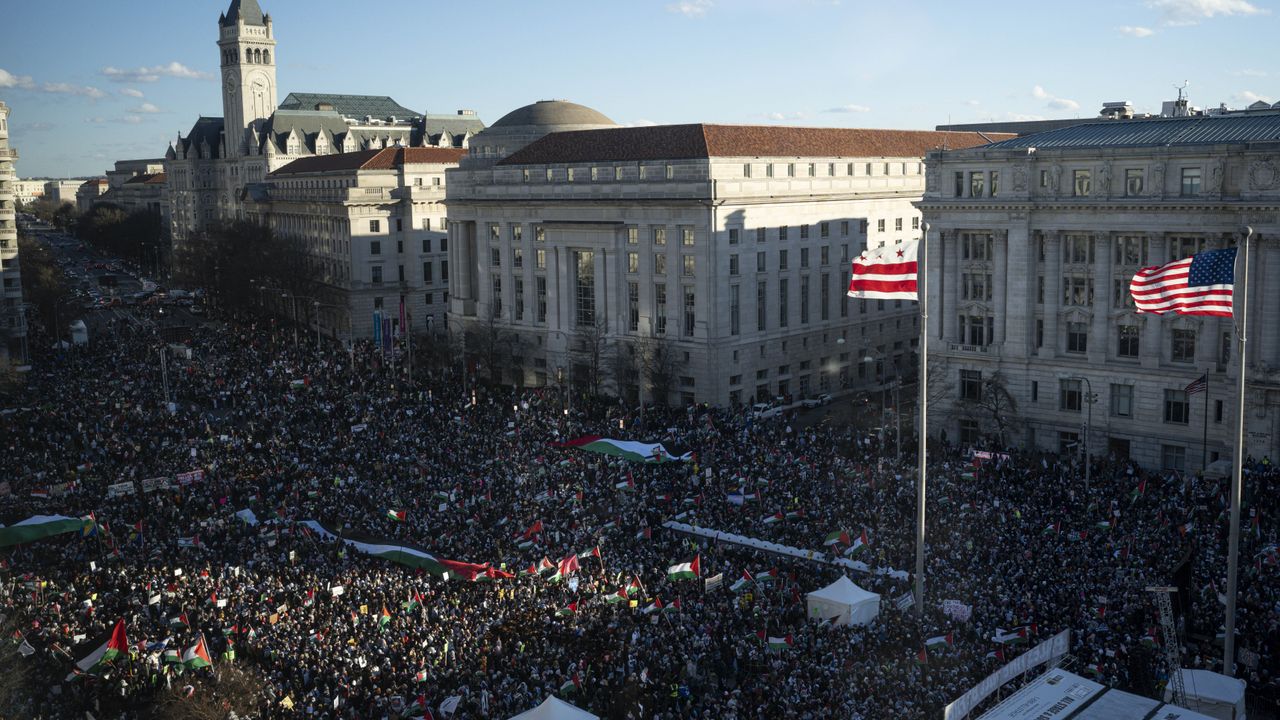 Washington'da Filistin'e destek gösterisi