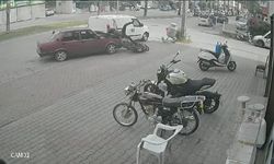 Park halindeki motosiklet sürücüsüne böyle çarptı!