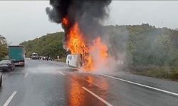 Yolcu otobüsü bir anda alev topuna döndü