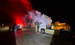 Seyir halindeki Tır alevlere teslim oldu!