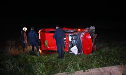 Takla atan araçtan sağ çıktılar