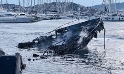 Bodrum Yalıkavak'ta motoryat yangını: 7 lüks tekne sulara gömüldü