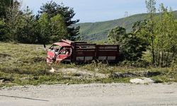 Freni boşalan kamyon başka bir kamyona çarptı