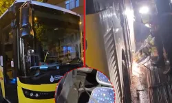 Fatih’te akılalmaz olay! İnşaat demiri otobüse ok gibi saplandı!
