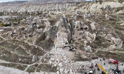 Kapadokya'da düşen kaya parçasının önceki görüntüsü