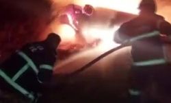 Amasya’da takla atan otomobil alev alev yandı
