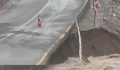 Kayseri’de sel yolu çökertti