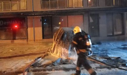 Park halindeki elektrikli araç kül oldu!
