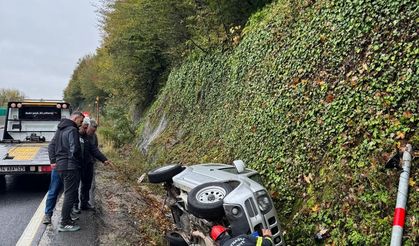 Bolu Dağı’nda kontrolden çıkan cip kanala devrildi