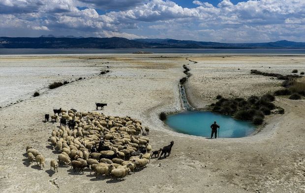 Burdur Gölü kıyısındaki turkuaz gözeler yaşam kaynağı oldu