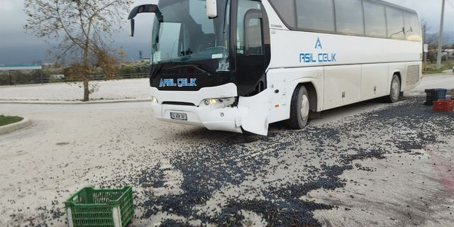 Bursa'daki kazada 1,5 ton zeytin yola saçıldı