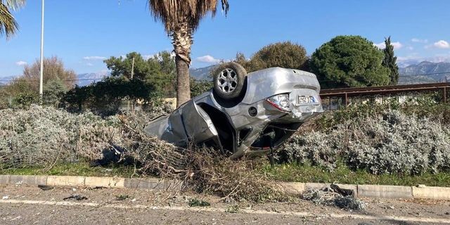 Takla atan araçtan burnu kanamadan çıktı