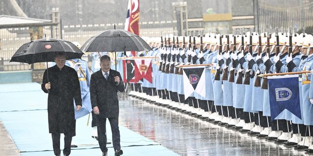 Finlandiya Cumhurbaşkanı yağmur altında resmi törenle karşılandı!