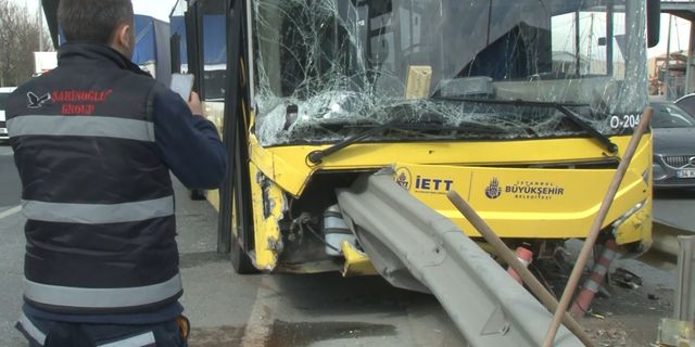 İETT otobüsü bariyere çarptı, 4 kişi yaralandı