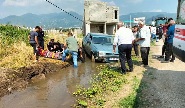 Otomobil sulama kanalına uçtu!