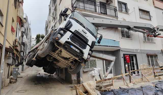 Beton dökme aracı şaha kalktı