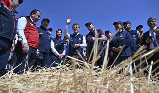 Bakan Yumaklı yerli ve milli buğdayı hasat etti!