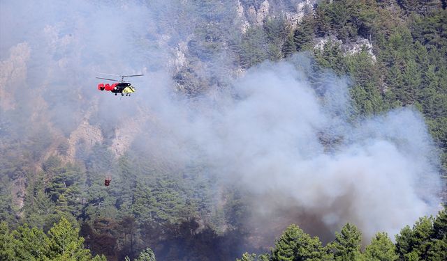 Köyceğiz'deki yangına havadan ve karadan müdahale sürüyor!
