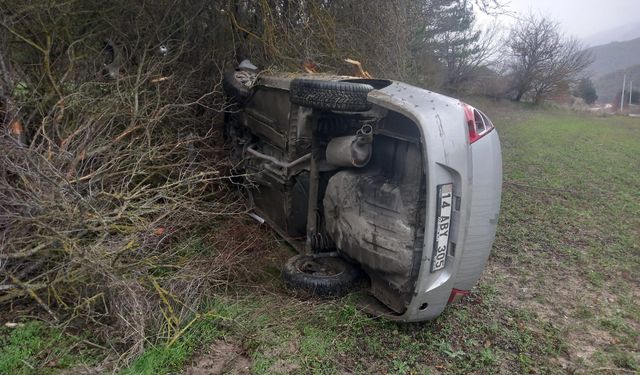 Bolu’da takla atan otomobil metrelerce sürüklendi