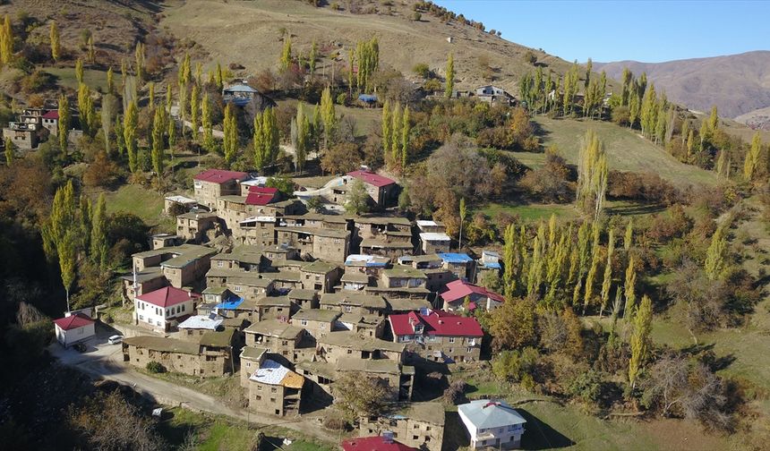 Bitlis'teki taş evlerde sonbahar güzelliği