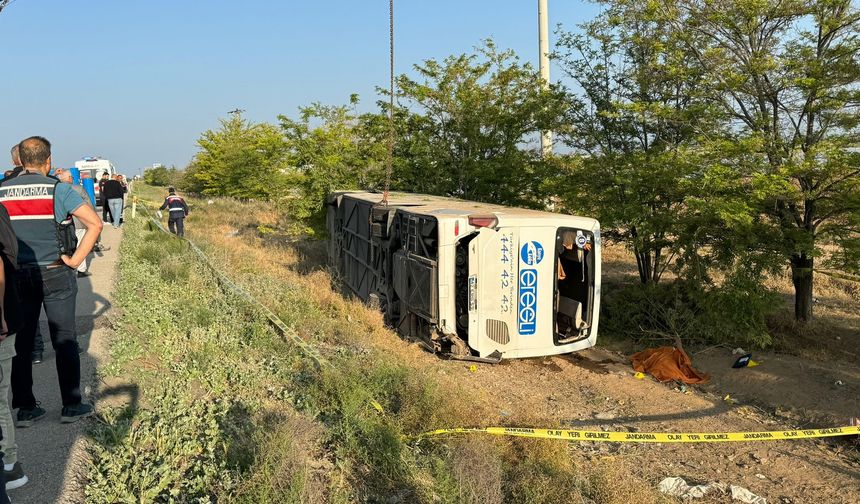 Konya’da yolcu otobüsü devrildi: Ölü ve yaralılar var!