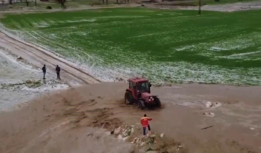Diyarbakır'da sel, tarlayı yuttu