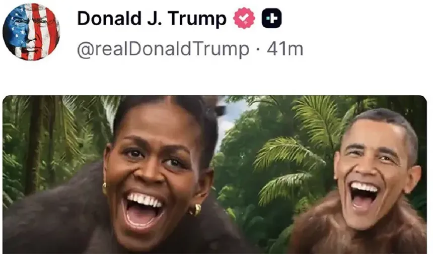 Trump'tan ırkçı paylaşım: Barack ve Michelle Obama'yı maymun olarak gösterdi