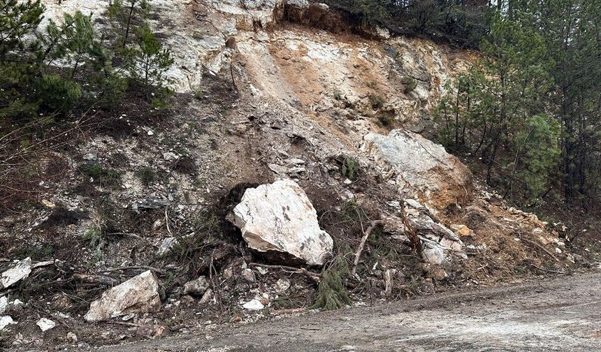 Bolu'da korkutan heyelan