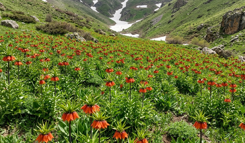 Hakkari Dağlarında ters lale güzelliği