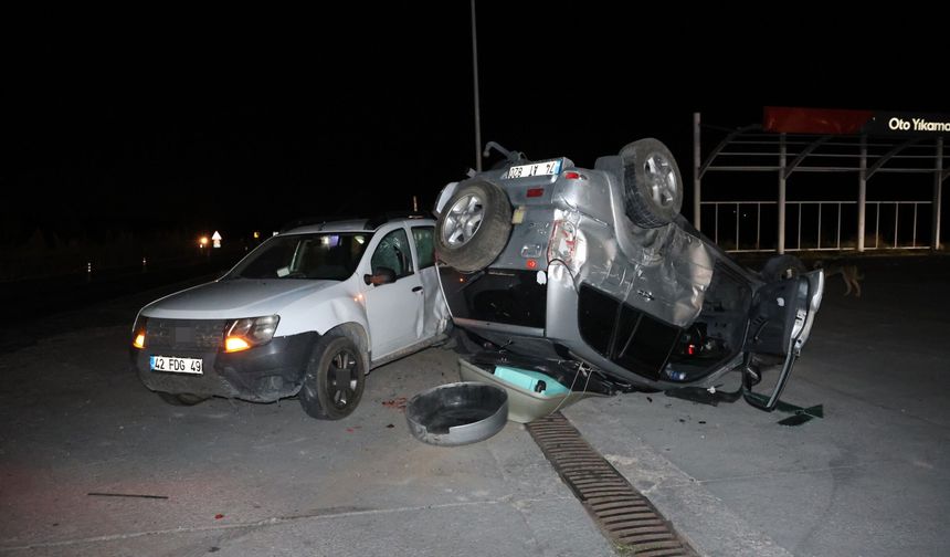 Alkollü sürücü takla attı, başka araca çarptı
