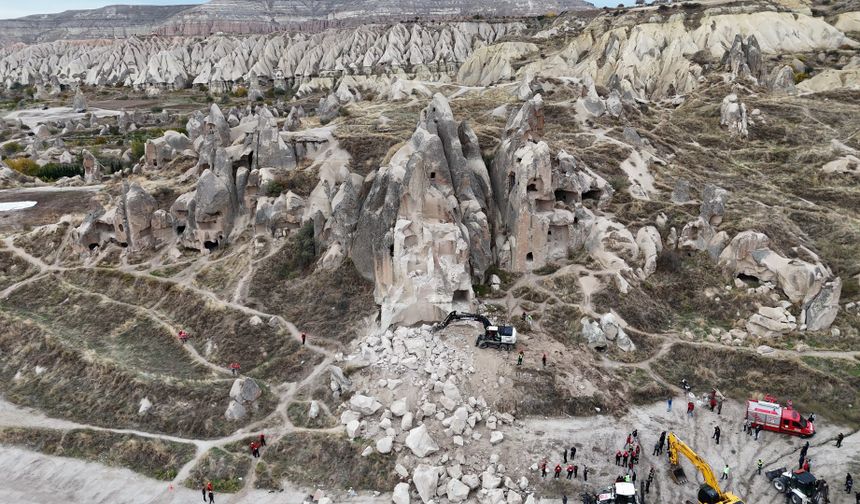 Kapadokya'da düşen kaya parçasının önceki görüntüsü