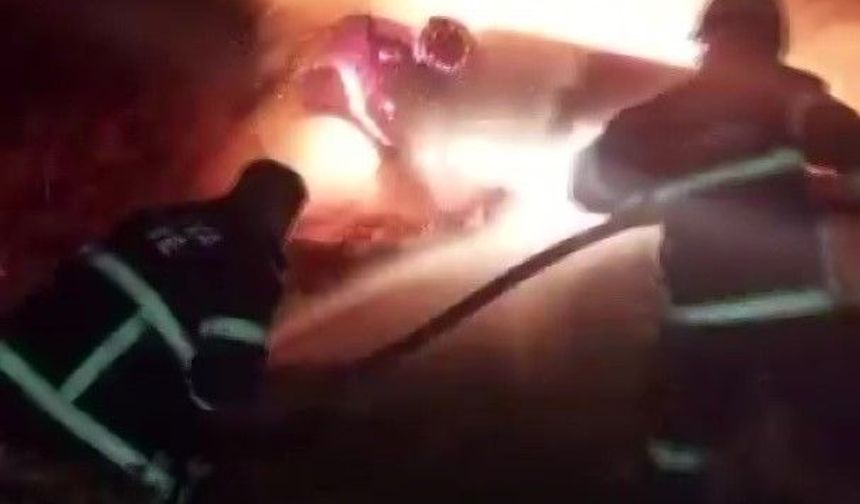 Amasya’da takla atan otomobil alev alev yandı