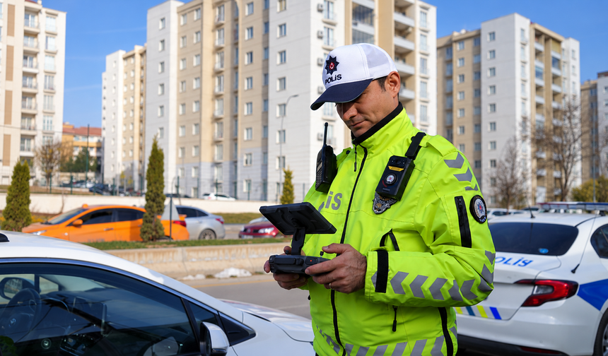 Trafikte "koltuk değiştirme" oyunu drona takıldı