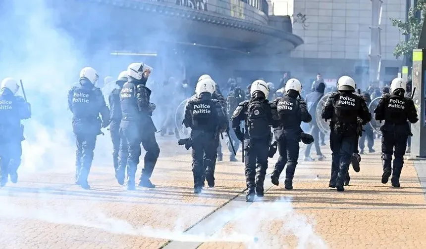 Belçika'daki protestolarda 5 polis yaralandı, 195 kişi gözaltına alındı