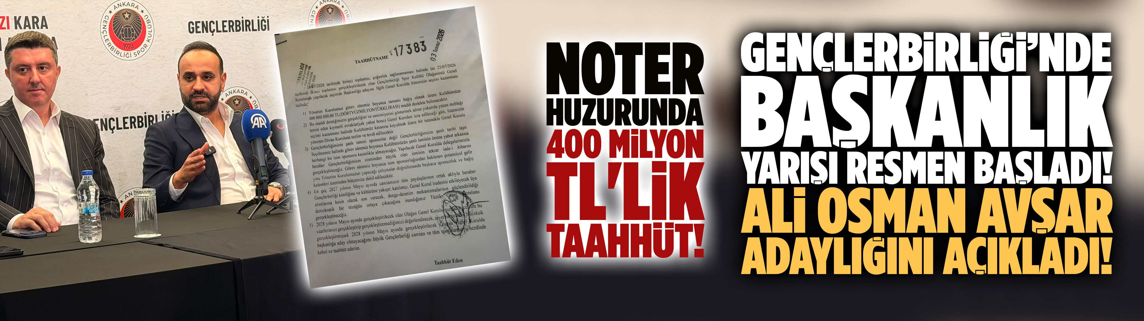Gençlerbirliği Başkan Adayı Ali Osman Avşar: “Sözümüz de, taahhüdümüz de resmi”