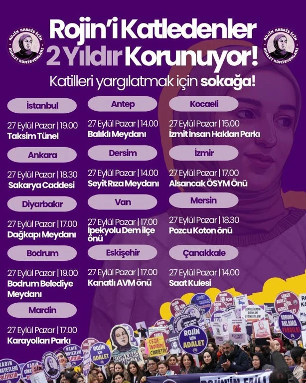 Rojin Kabaiş için 13 kentte adalet eylemi